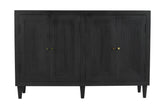 Handmade Indian Hand Carved Solid Hard Wood Stepwell Four Door Sideboard Black